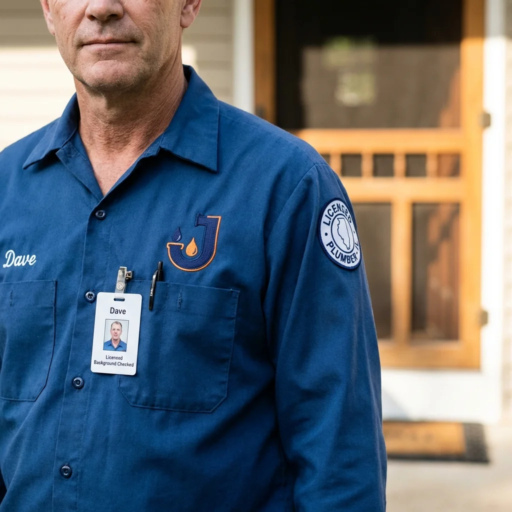 Licensed plumber showing ID badge in Ridgefield, WA