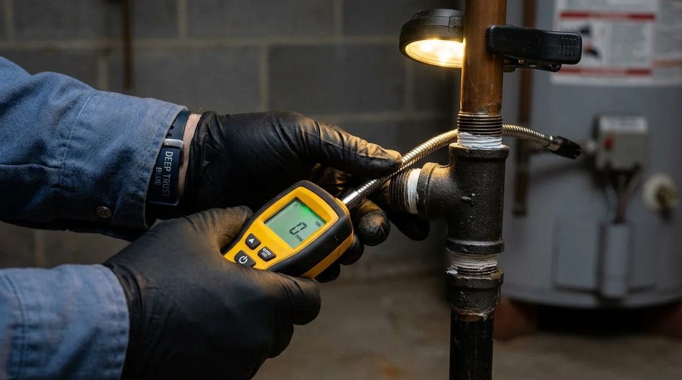 Gas leak detection with electronic sniffer by Johns Plumbing LLC in Ridgefield
