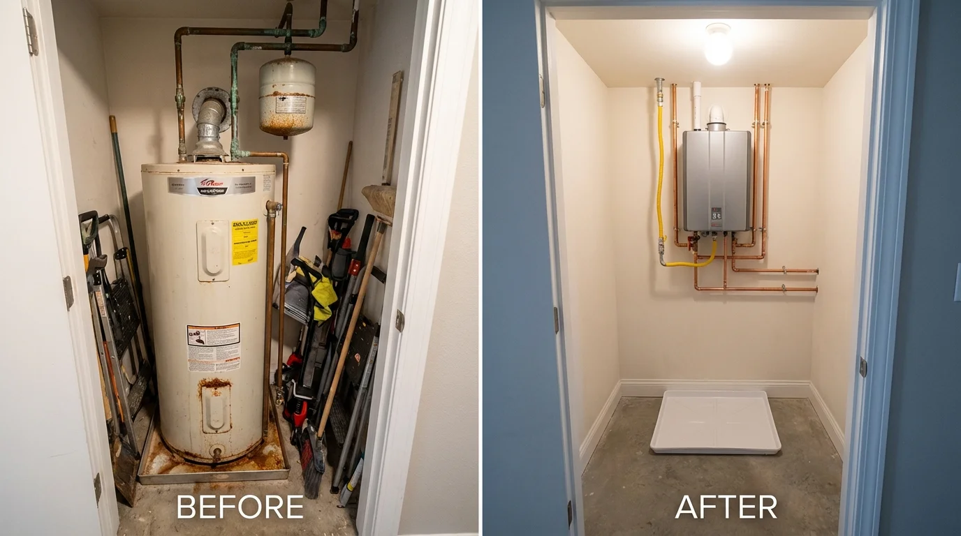 Tank water heater versus wall-mounted tankless unit comparison for Ridgefield, WA homeowners